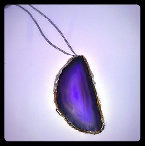 Handmade Purple Agate Slice Cosmic Rock Pendant